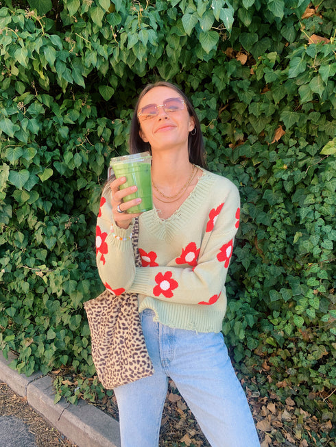 La La Retro Floral Sweater